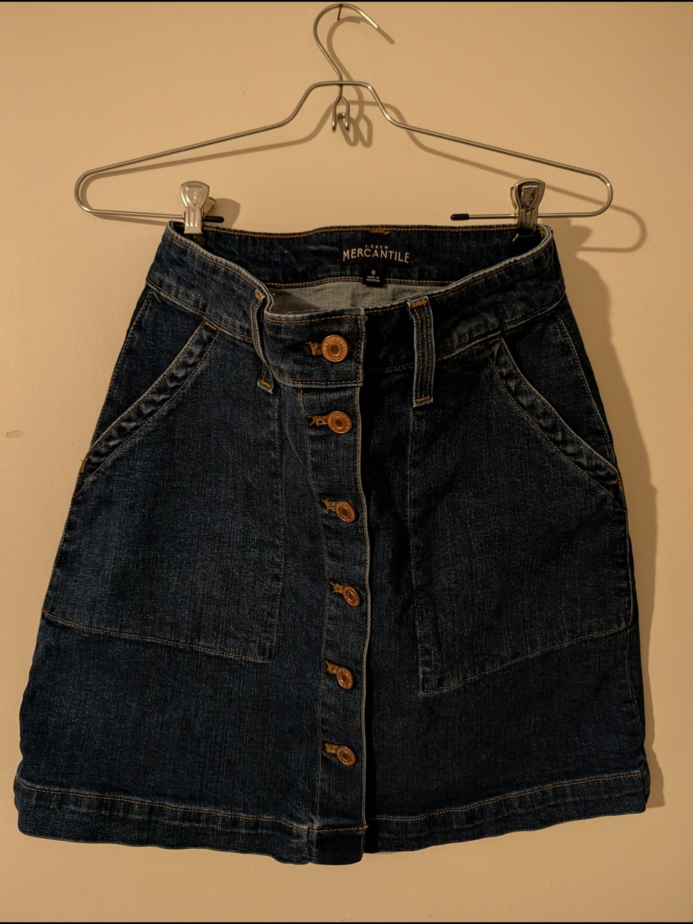 J. Crew Dark Denim Button-Front Midi Skirt